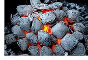Image: burning coals ona barbecue
