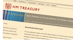 Image: screenshot of the Treasury website page dedicated to The Stern Review